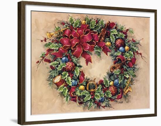 Tis The Season Wreath-Barbara Mock-Framed Premium Giclee Print