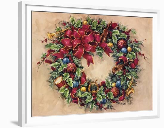 Tis The Season Wreath-Barbara Mock-Framed Premium Giclee Print