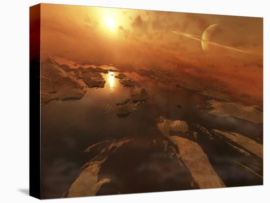 Titan Boasts Liquid Hydrocarbon Lakes at its North Pole-Stocktrek Images-Stretched Canvas