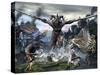 Titan Trying to Defeat a Legion of Magical and Powerful Creatures-Stocktrek Images-Stretched Canvas