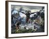 Titan Trying to Defeat a Legion of Magical and Powerful Creatures-Stocktrek Images-Framed Art Print