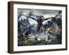 Titan Trying to Defeat a Legion of Magical and Powerful Creatures-Stocktrek Images-Framed Art Print