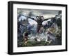 Titan Trying to Defeat a Legion of Magical and Powerful Creatures-Stocktrek Images-Framed Art Print