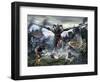 Titan Trying to Defeat a Legion of Magical and Powerful Creatures-Stocktrek Images-Framed Art Print
