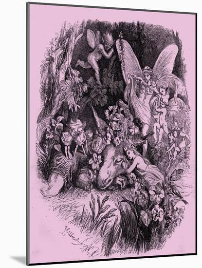 Titania and Bottom in A Midsummer Night's Dream-John Gilbert-Mounted Giclee Print