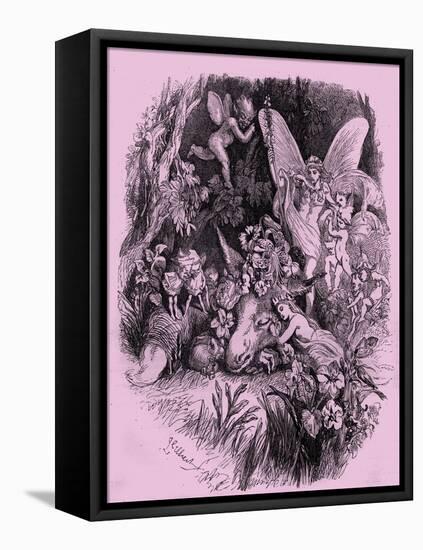 Titania and Bottom in A Midsummer Night's Dream-John Gilbert-Framed Stretched Canvas