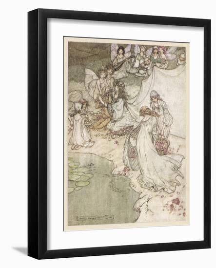 Titania and Changeling-Arthur Rackham-Framed Art Print