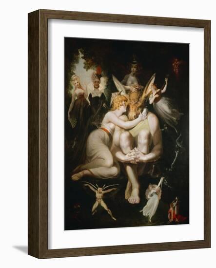 Titania liebkost Zettel mit dem Eselskopf-Titania caresses Bottom with the donkeys head,1793 / 94-Henry Fuseli-Framed Giclee Print