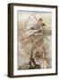 Titania the Queen of Fees Flies with Her Changelin Child on the Back. Illustration by Arthur RACKHA-Arthur Rackham-Framed Giclee Print