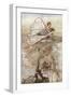 Titania the Queen of Fees Flies with Her Changelin Child on the Back. Illustration by Arthur RACKHA-Arthur Rackham-Framed Giclee Print