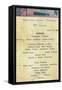 Titanic - 2nd Class Dinner Menu, 1912-null-Framed Stretched Canvas