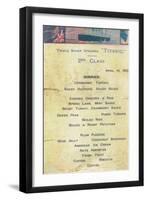 Titanic - 2nd Class Dinner Menu, 1912-null-Framed Giclee Print