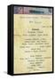 Titanic - 2nd Class Dinner Menu, 1912-null-Framed Stretched Canvas