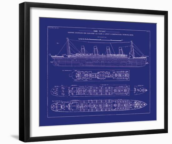 Titanic Blueprint I-The Vintage Collection-Framed Giclee Print