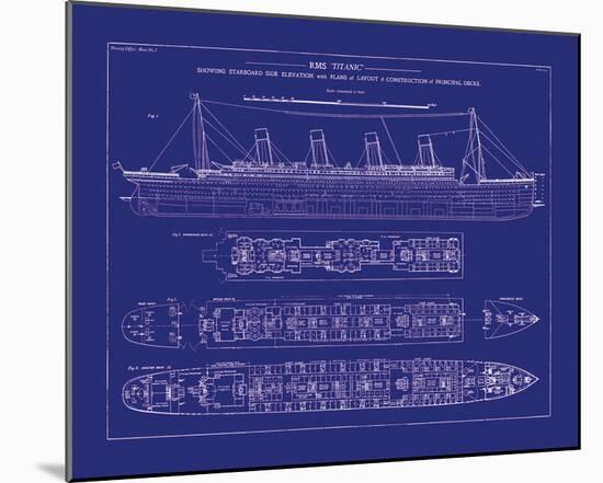 Titanic Blueprint I-The Vintage Collection-Mounted Giclee Print