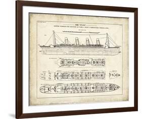 Titanic Blueprint Vintage I-The Vintage Collection-Framed Giclee Print