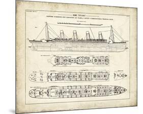 Titanic Blueprint Vintage I-The Vintage Collection-Mounted Giclee Print