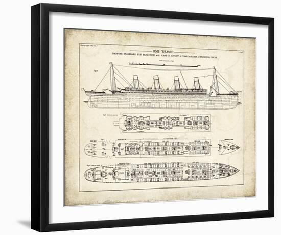 Titanic Blueprint Vintage I-The Vintage Collection-Framed Giclee Print