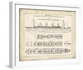 Titanic Blueprint Vintage I-The Vintage Collection-Framed Giclee Print