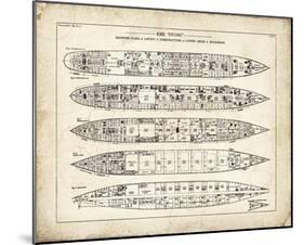 Titanic Blueprint Vintage II-The Vintage Collection-Mounted Giclee Print