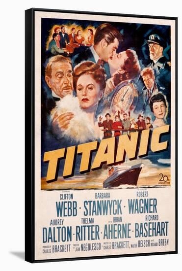 Titanic, Clifton Webb, Barbara Stanwyck, Robert Wagner, Audrey Dalton, Richard Basehart, 1953-null-Framed Stretched Canvas