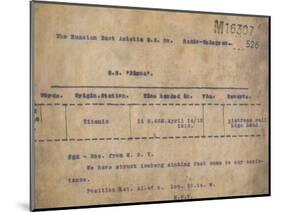 Titanic - Iceberg Telegram, 1912-null-Mounted Giclee Print