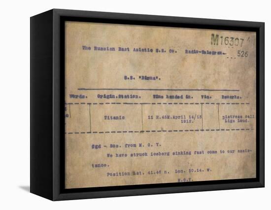 Titanic - Iceberg Telegram, 1912-null-Framed Stretched Canvas