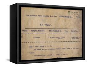 Titanic - Iceberg Telegram, 1912-null-Framed Stretched Canvas