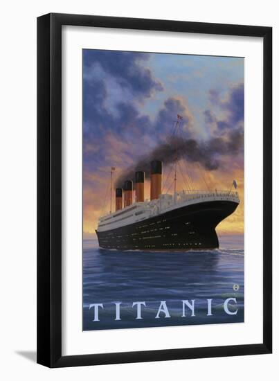 Titanic Scene - White Star Line-Lantern Press-Framed Art Print