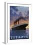 Titanic Scene - White Star Line-Lantern Press-Framed Art Print