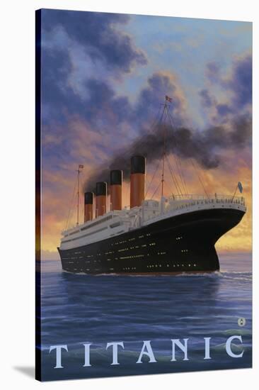 Titanic Scene - White Star Line-Lantern Press-Stretched Canvas