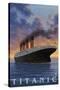Titanic Scene - White Star Line-Lantern Press-Stretched Canvas