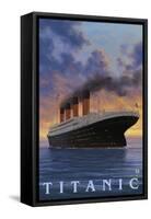 Titanic Scene - White Star Line-Lantern Press-Framed Stretched Canvas