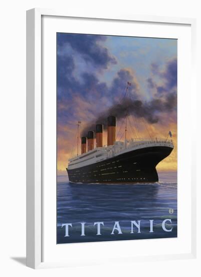 Titanic Scene - White Star Line-Lantern Press-Framed Art Print