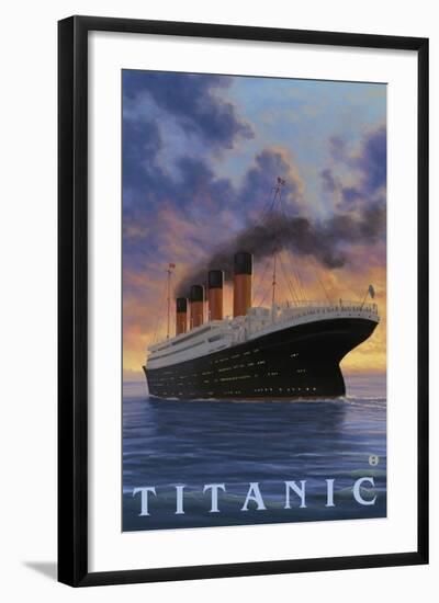 Titanic Scene - White Star Line-Lantern Press-Framed Art Print