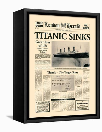 Titanic Sinks-The Vintage Collection-Framed Stretched Canvas