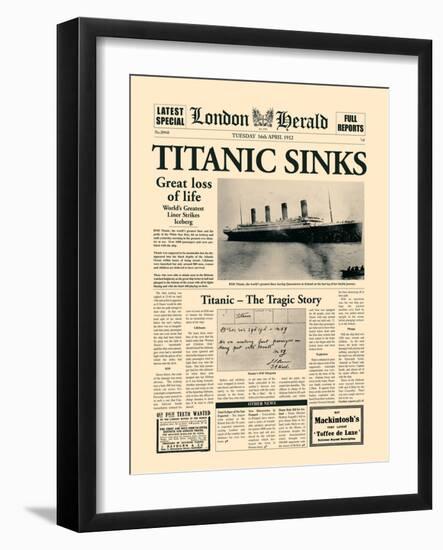 Titanic Sinks-The Vintage Collection-Framed Art Print