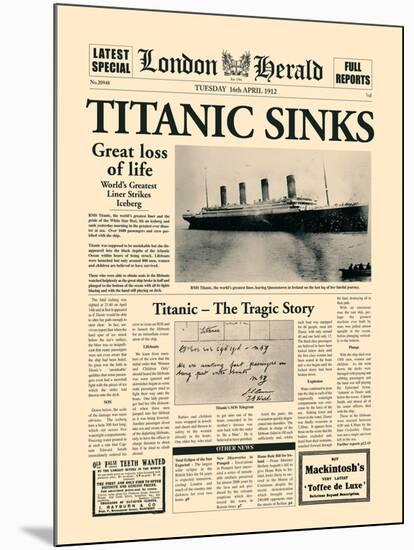 Titanic Sinks-The Vintage Collection-Mounted Art Print