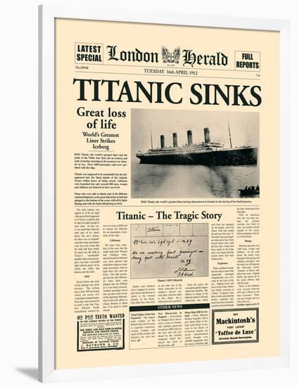 Titanic Sinks-The Vintage Collection-Framed Art Print