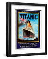 Titanic White Star Line Travel Poster 1-Jack Dow-Framed Premium Giclee Print