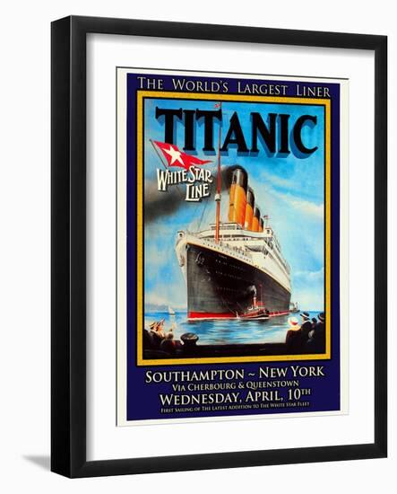 Titanic White Star Line Travel Poster 1-Jack Dow-Framed Giclee Print