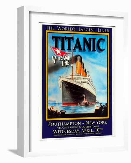 Titanic White Star Line Travel Poster 1-Jack Dow-Framed Giclee Print