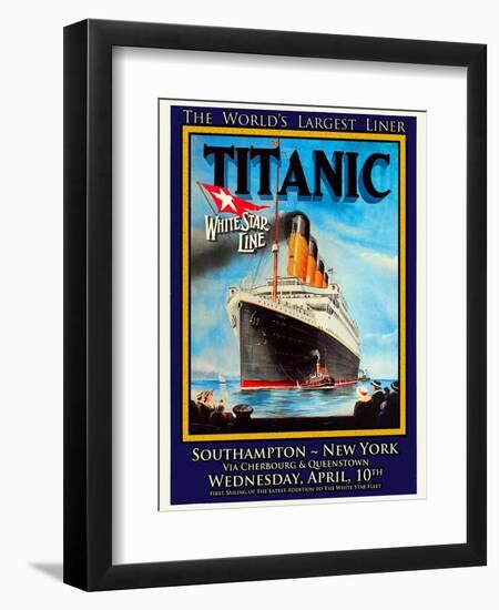 Titanic White Star Line Travel Poster 1-Jack Dow-Framed Giclee Print