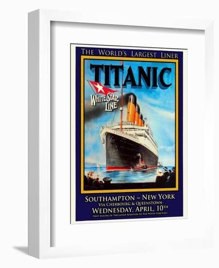 Titanic White Star Line Travel Poster 1-Jack Dow-Framed Giclee Print