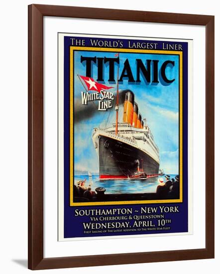 Titanic White Star Line Travel Poster 1-Jack Dow-Framed Giclee Print