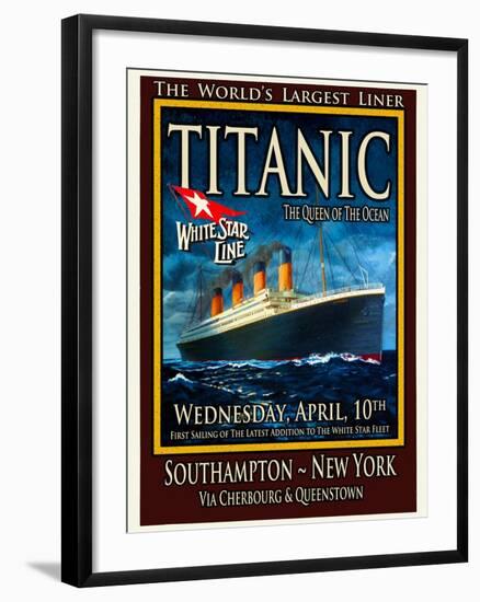 Titanic White Star Line Travel Poster 2-Jack Dow-Framed Giclee Print