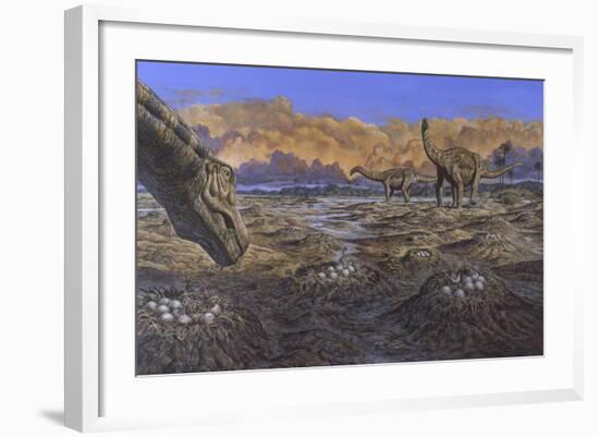 Titanosaur Nesting Site, Mid-Cretaceous Period of South America.-null-Framed Art Print