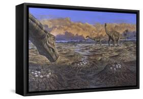 Titanosaur Nesting Site, Mid-Cretaceous Period of South America.-null-Framed Stretched Canvas