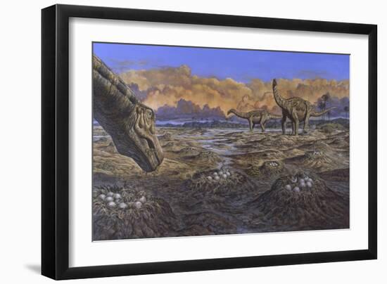 Titanosaur Nesting Site, Mid-Cretaceous Period of South America.-null-Framed Art Print