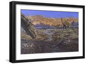 Titanosaur Nesting Site, Mid-Cretaceous Period of South America.-null-Framed Art Print